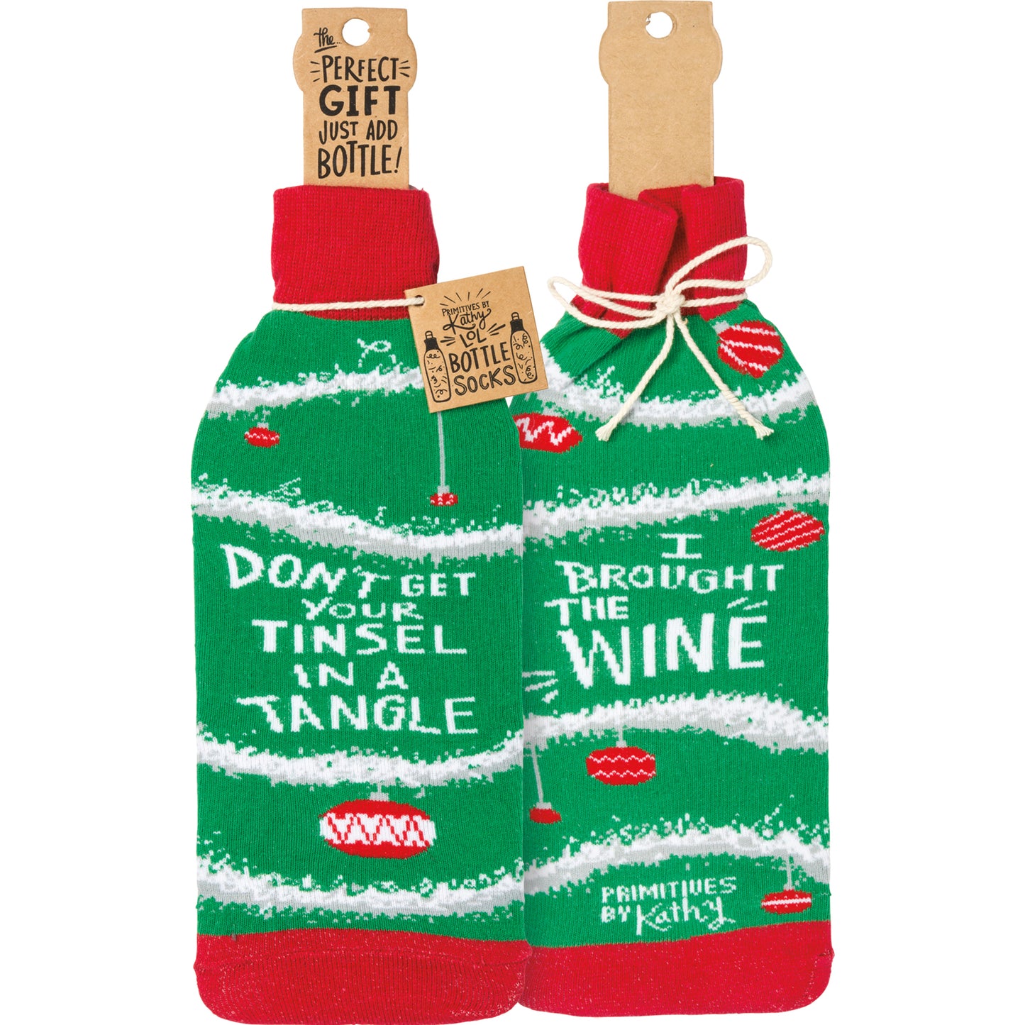 Don't Get Your Tinsel In A Tangle Bottle Sock from Primitives by Kathy - © Blue Pomegranate Gallery
