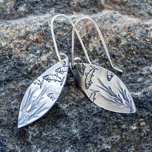 HMQ- Deep Sea- St. Silver Earrings by McQueen - © Blue Pomegranate Gallery
