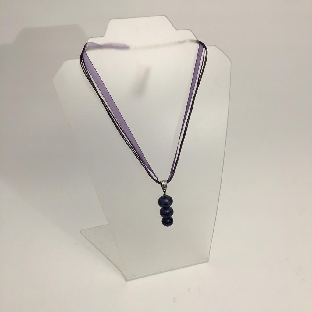 Purple 3 Bubble Glass Bead Necklace by Charmaine Jackson - © Blue Pomegranate Gallery