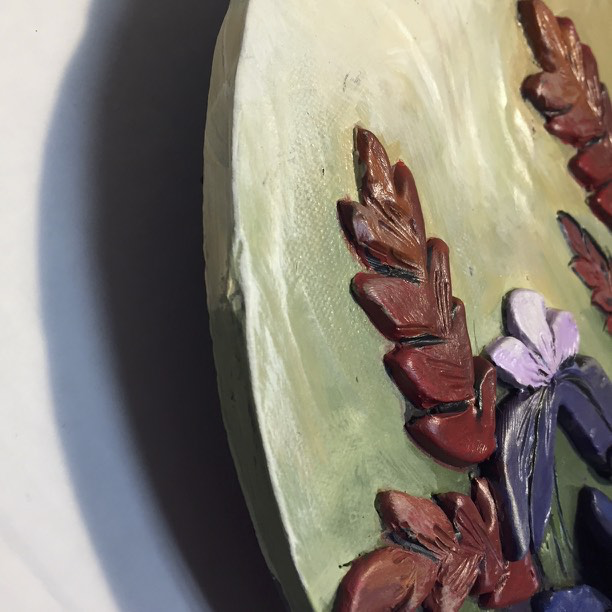 Columbine and Paintbrush, 11" Circle Tile by Carol Fennell - © Blue Pomegranate Gallery