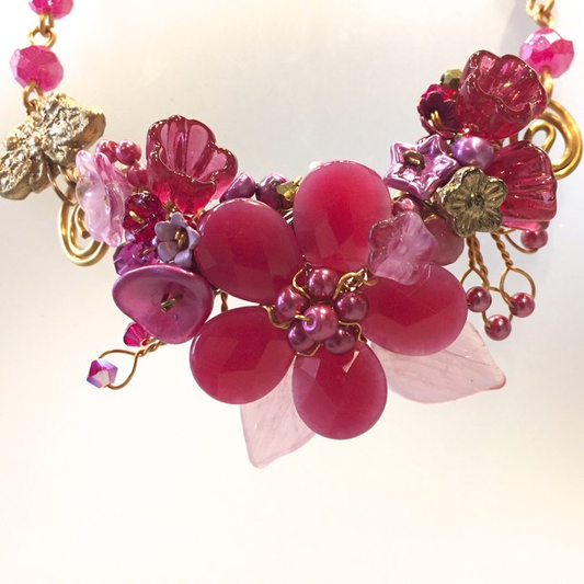 Pink Flower Garden Necklace by Mary Lowe - © Blue Pomegranate Gallery