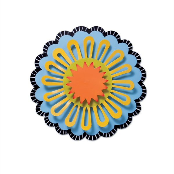 13" Yellow Flower with Orange Burst Kinetic Spinner by Carol Roeda - © Blue Pomegranate Gallery