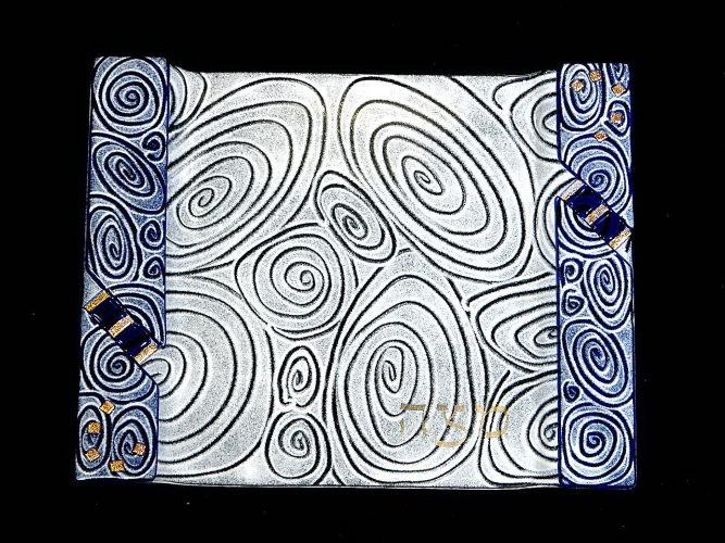 Vortex Blue Matzo by Sara Beames - Judaica - © Blue Pomegranate Gallery
