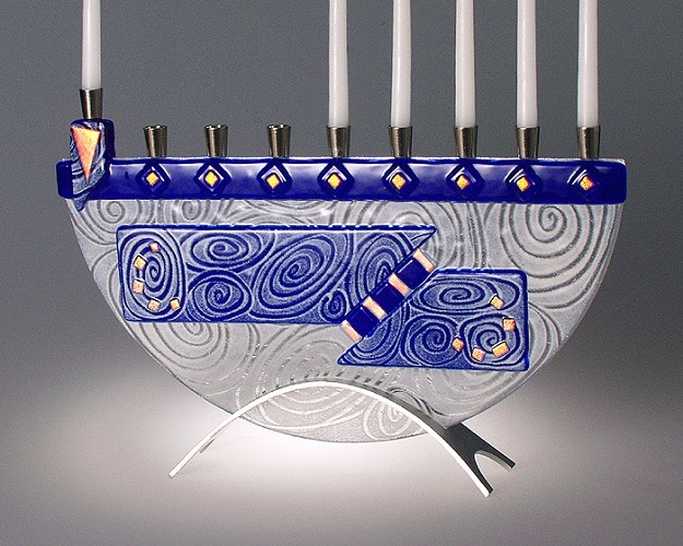 Nova Blue Menorah by Sara Beames - Judaica - © Blue Pomegranate Gallery