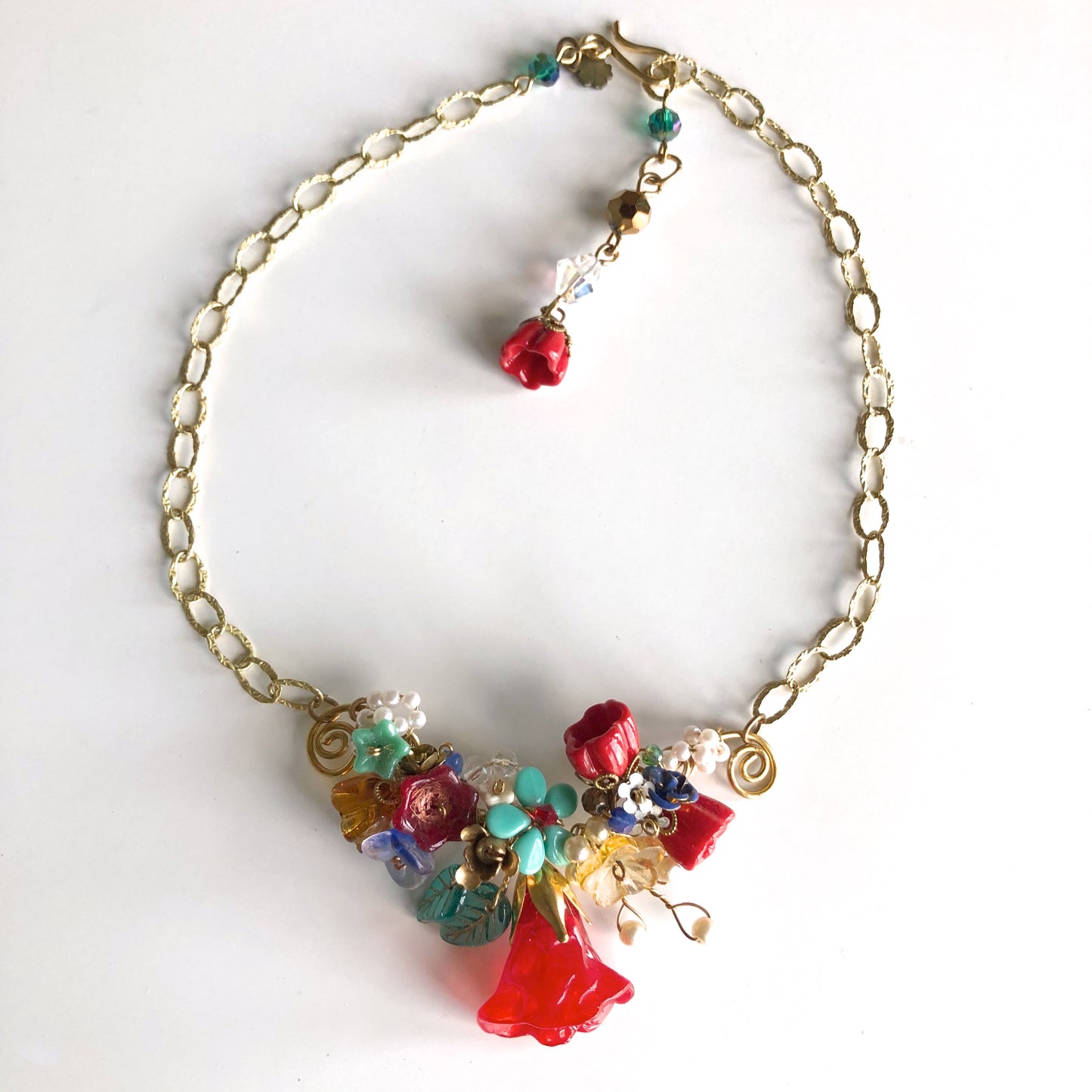 Red & Teal Primavera Necklace by Mary Lowe - © Blue Pomegranate Gallery