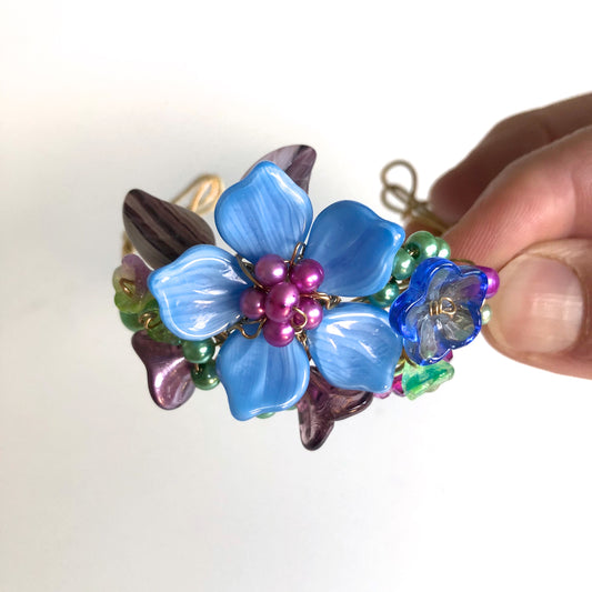 Blue & Magenta Wrist Corsage Bracelet by Mary Lowe - © Blue Pomegranate Gallery