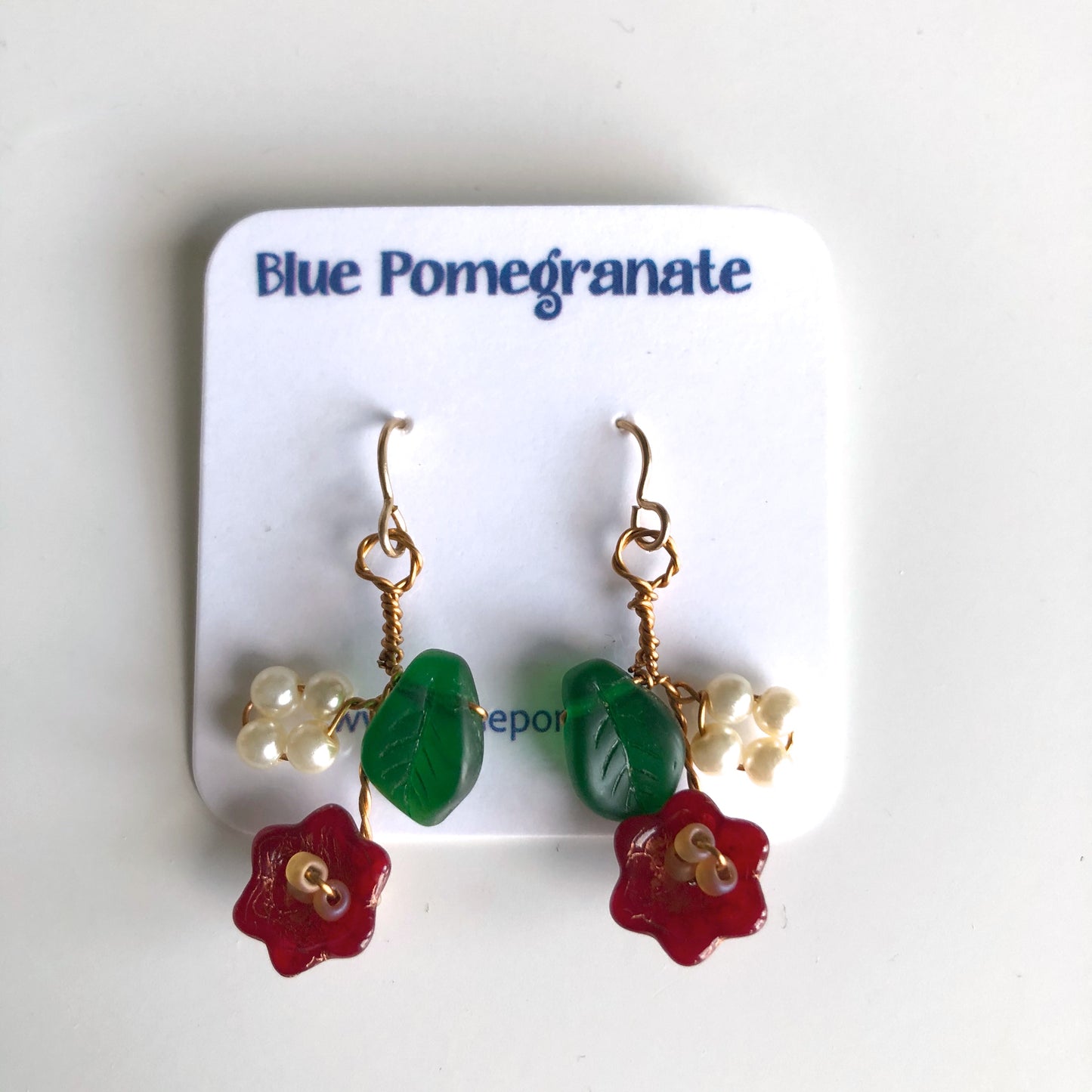 Flower Cluster Earrings, Warm Colors by Mary Lowe - © Blue Pomegranate Gallery