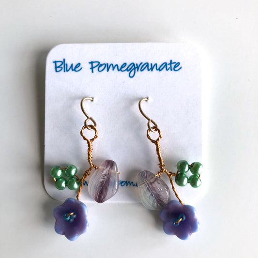 Flower Cluster Earrings, Cool Colors by Mary Lowe - © Blue Pomegranate Gallery