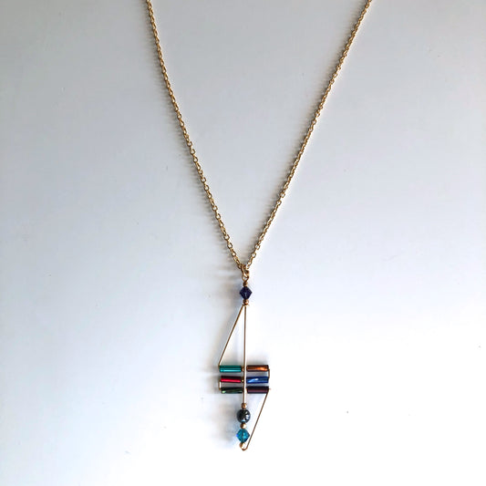 Art Deco Necklace Gray/Teal Bead by Mary Kahmann - © Blue Pomegranate Gallery