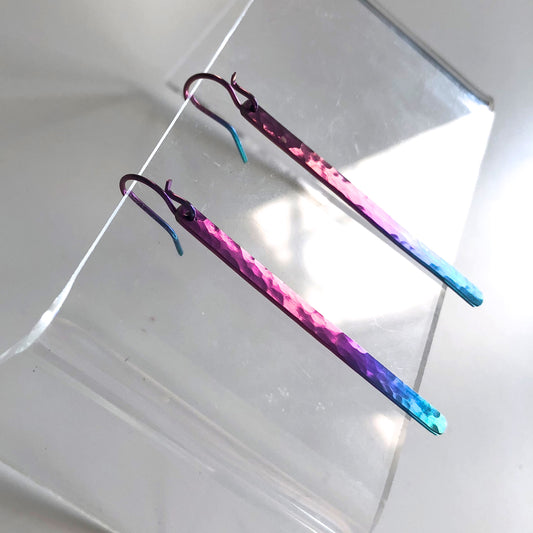 F22-n Hammered Stick Earrings by Mark Steel - © Blue Pomegranate Gallery