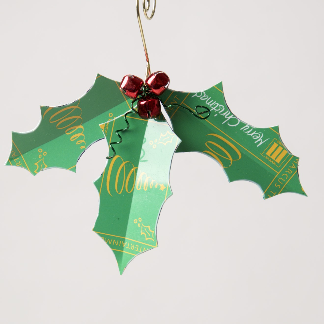 Holly Ornament from recycled Giftcards - © Blue Pomegranate Gallery