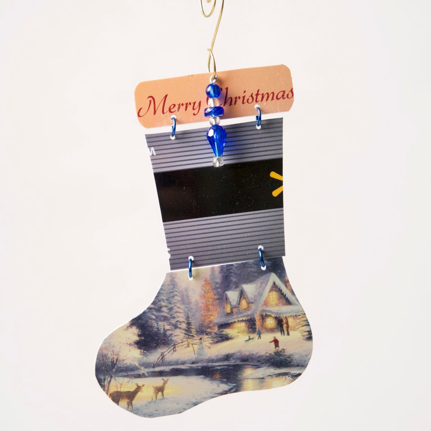Stocking Ornament from recycled Giftcards - © Blue Pomegranate Gallery