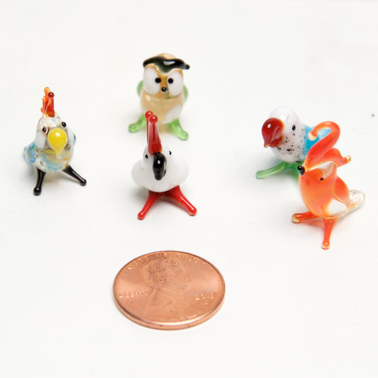 Birds Micro blown glass figurines w/ box. - © Blue Pomegranate Gallery