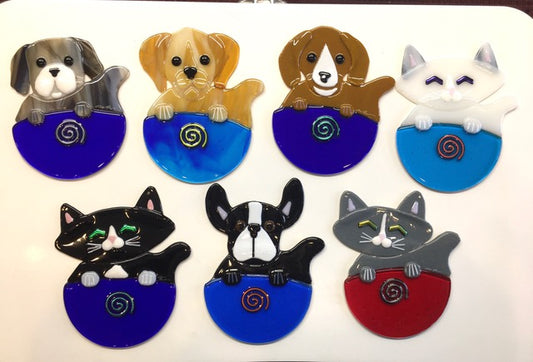 Pup and Kitten Cups- One of a kinds - by Charlotte Behrens - © Blue Pomegranate Gallery