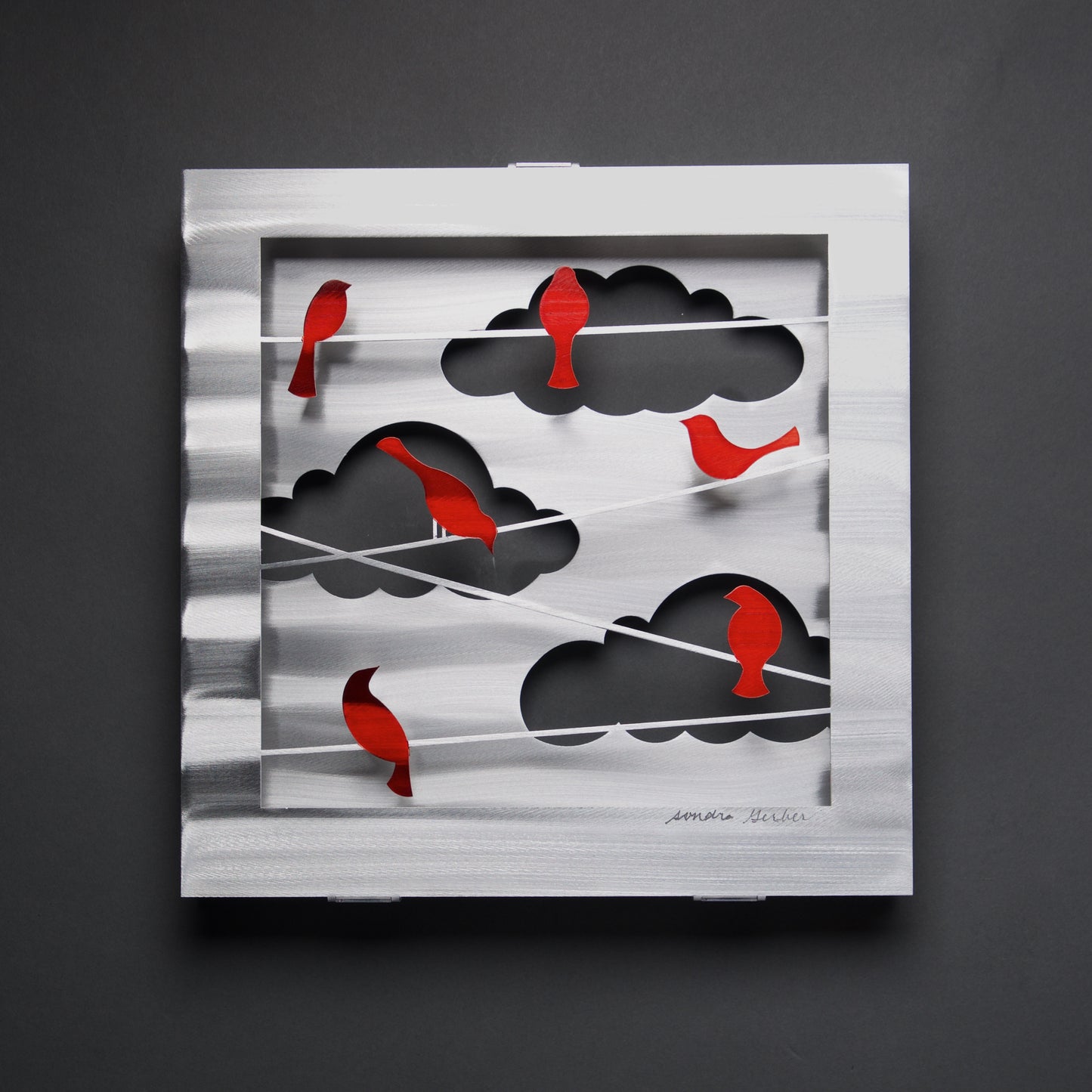 Birds on a Wire Wall Sculpture by Sondra Gerber