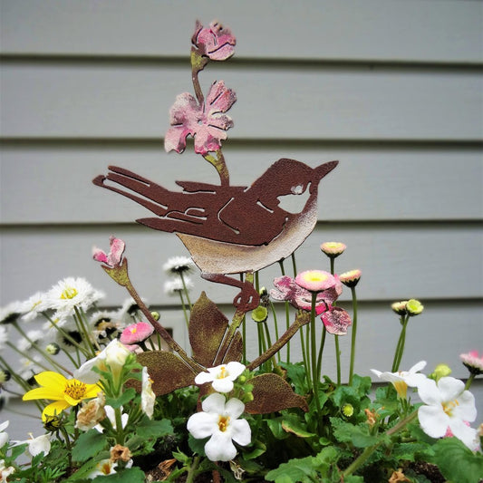 Warbler on Primrose Stake by Jim & Madeleine Crowdus - © Blue Pomegranate Gallery