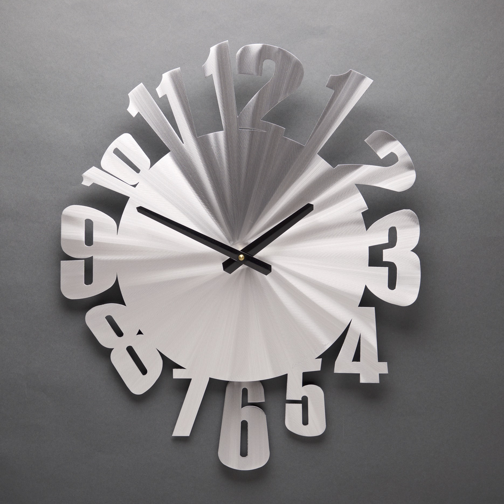 Warped - Aluminum Wall Clock with Pendulum by Sondra Gerber - © Blue Pomegranate Gallery