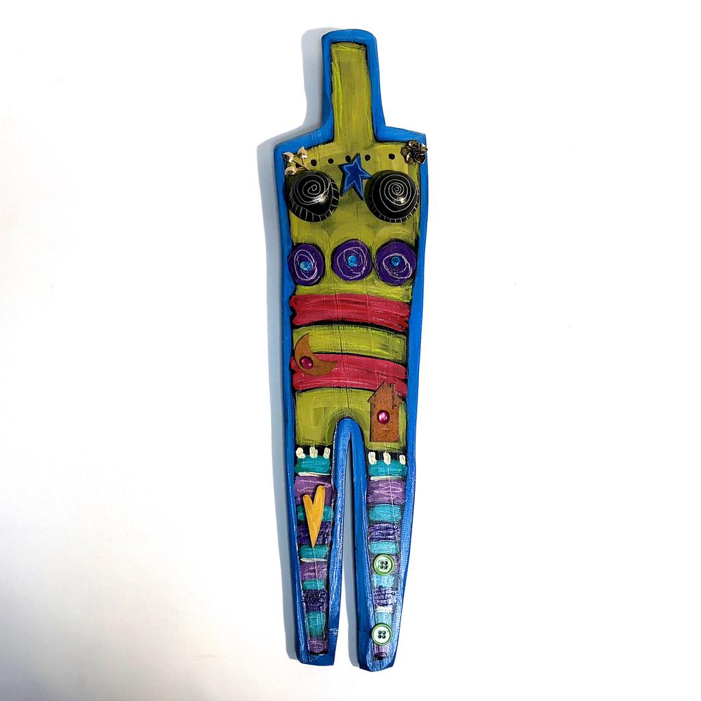 Natural Wood hand painted beauties. By E. Drumm. Wall hanging 19”x6” - © Blue Pomegranate Gallery