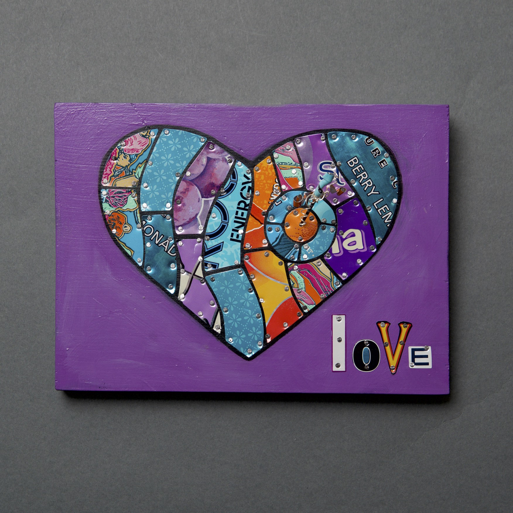 Love Struck Heart - Pop can art - © Blue Pomegranate Gallery