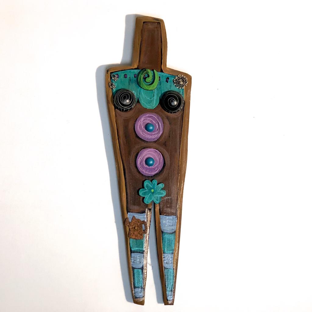Natural Wood hand painted beauties. By E. Drumm. Wall hanging 14”x5” - © Blue Pomegranate Gallery