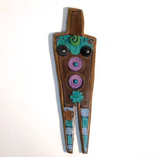 Natural Wood hand painted beauties. By E. Drumm. Wall hanging 14”x5” - © Blue Pomegranate Gallery