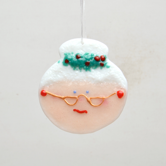 Mrs. Claus Fused Glass Ornament by Anne Nye - © Blue Pomegranate Gallery