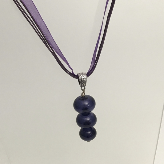 Purple 3 Bubble Glass Bead Necklace by Charmaine Jackson - © Blue Pomegranate Gallery
