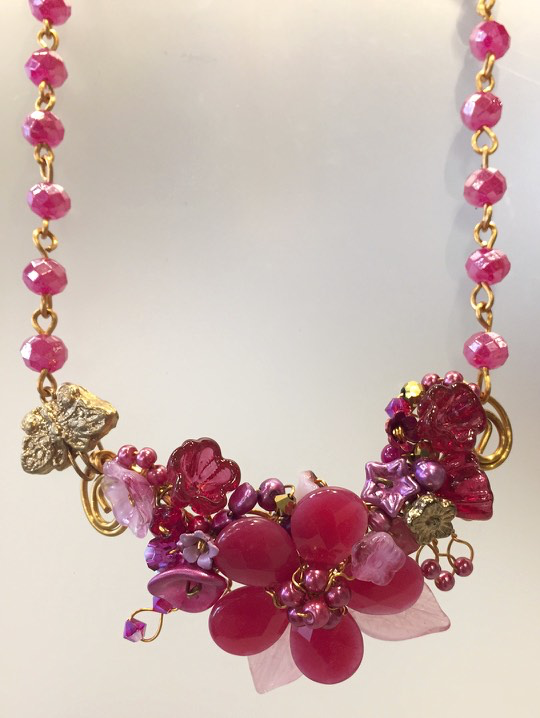 Pink Flower Garden Necklace by Mary Lowe - © Blue Pomegranate Gallery