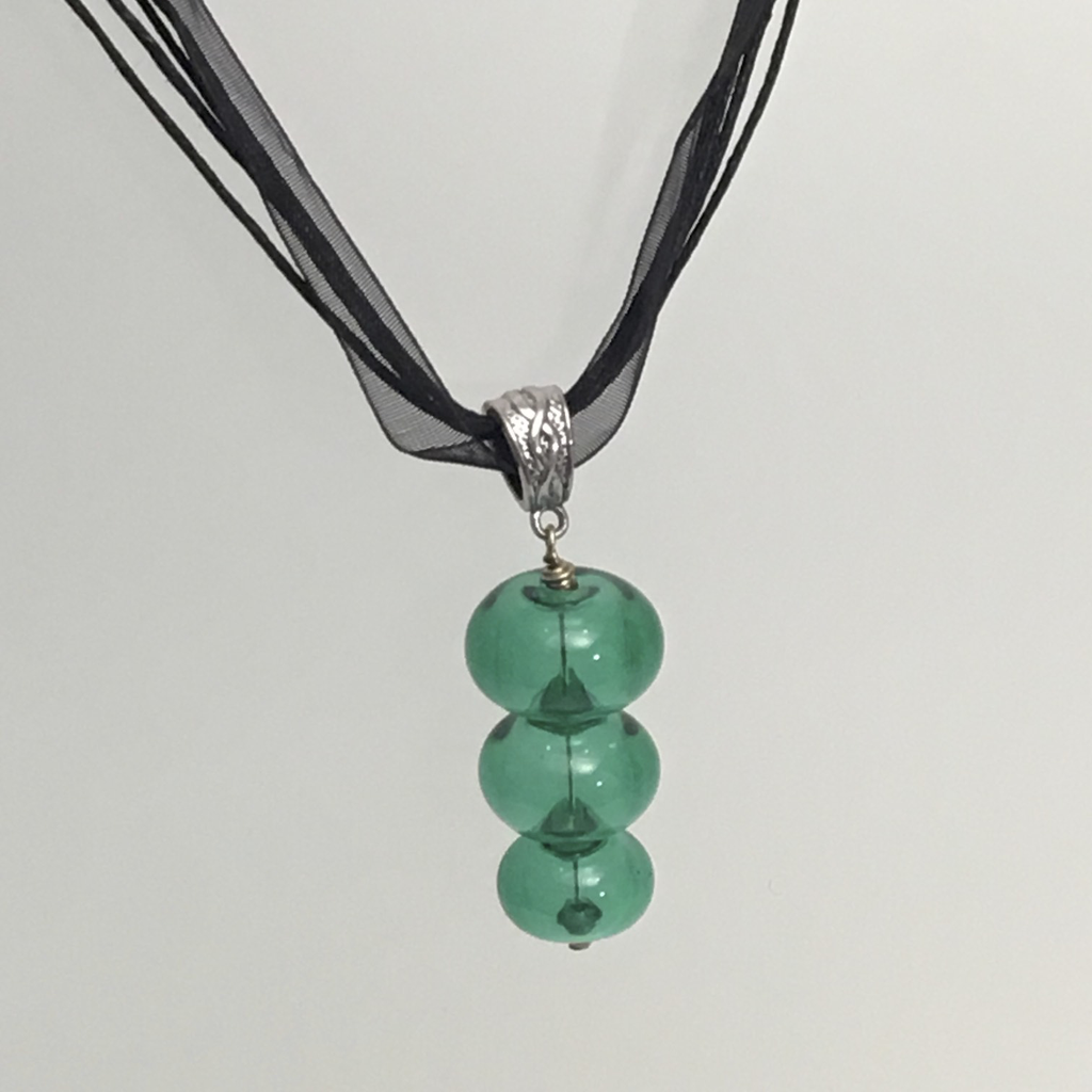 Green 3 Bubble Glass Bead Necklace by Charmaine Jackson - © Blue Pomegranate Gallery