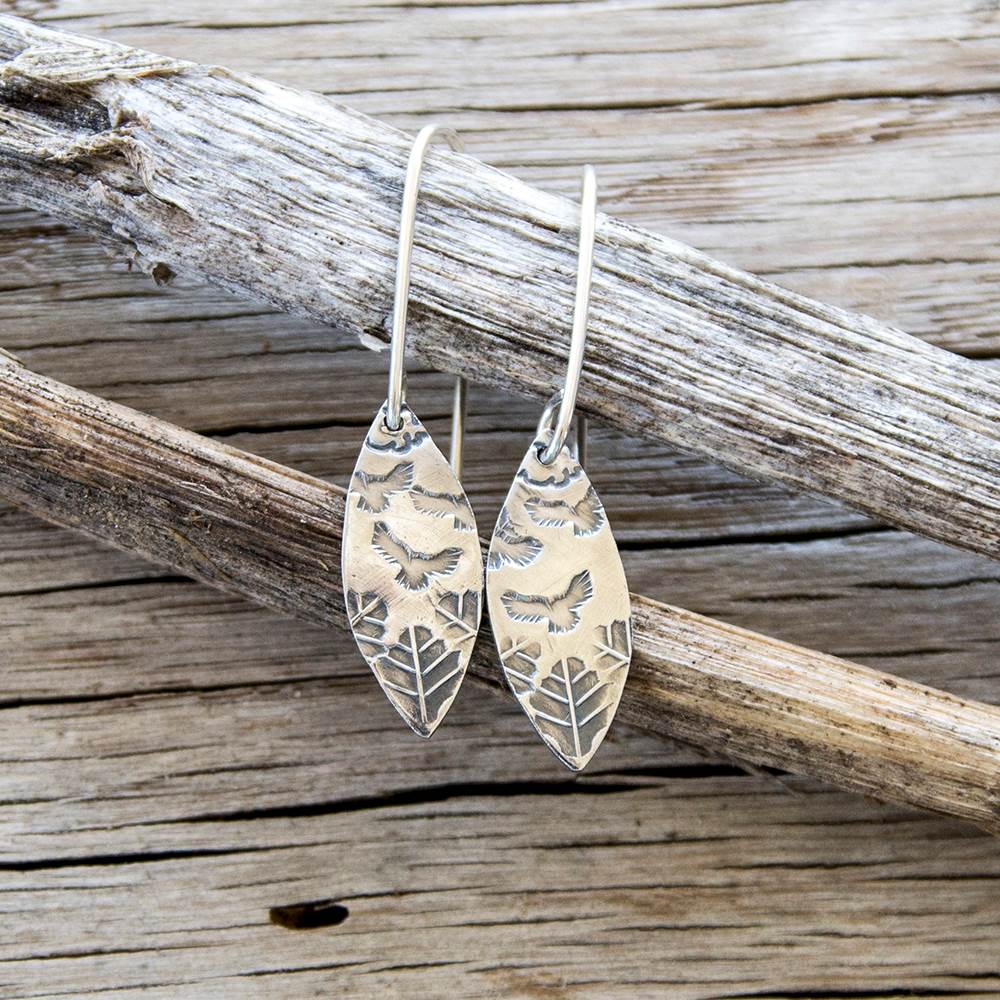 HMQ - Eagles in Flight- St. Silver Earrings by McQueen - © Blue Pomegranate Gallery