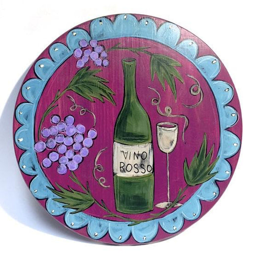 Vino Rosso Lazy Susan by Elisa Drumm, 15" - © Blue Pomegranate Gallery