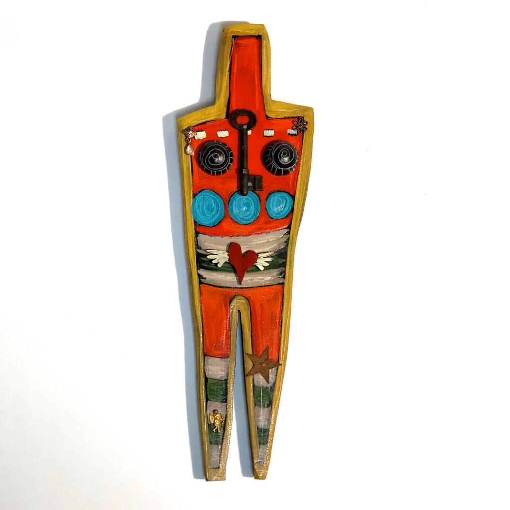 Natural Wood hand painted beauties. By E. Drumm. Wall hanging 14”x5” - © Blue Pomegranate Gallery