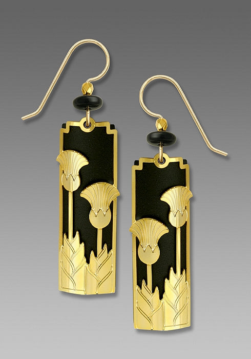 7515 Matte black Deco 'Upright Flowers'  Earrings by Barbara MacCambridge - © Blue Pomegranate Gallery
