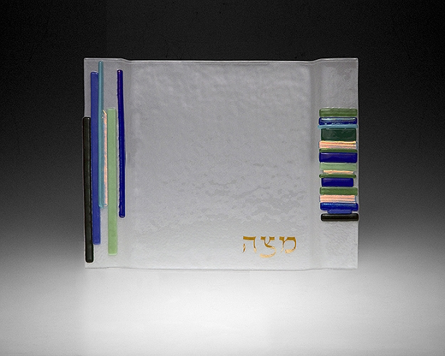 Duo Linear Blue/Green Square Seder - © Blue Pomegranate Gallery