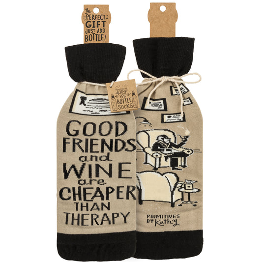 Cheaper than therapy Bottle Sock from Primitives by Kathy - © Blue Pomegranate Gallery