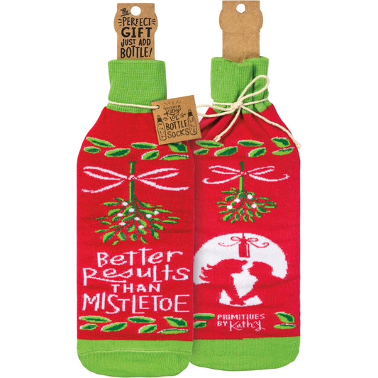Better Than Mistletoe Bottle Sock from Primitives by Kathy - © Blue Pomegranate Gallery