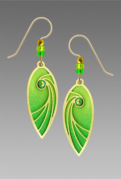 7746 Green & Gold shooting star leaf Earrings by Barbara MacCambridge - © Blue Pomegranate Gallery