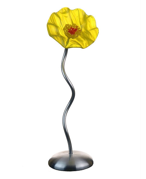 SJ1- Single YELLOW Glass Flower Silver Base by Jade Glass - © Blue Pomegranate Gallery