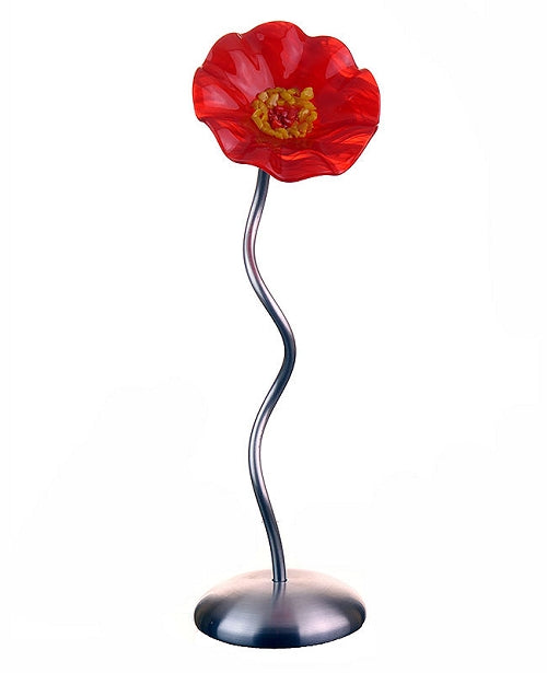 SJ1- Single ORANGE Glass Flower Silver Base by Jade Glass - © Blue Pomegranate Gallery