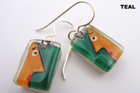 Mr. Muse Teal Earrings by Edo Mor - © Blue Pomegranate Gallery