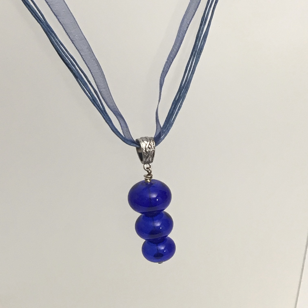 Cobalt 3 Bubble Glass Bead Necklace by Charmaine Jackson - © Blue Pomegranate Gallery