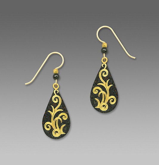 7490 Charcoal Teardrop with Gold Earrings by Barbara MacCambridge - © Blue Pomegranate Gallery