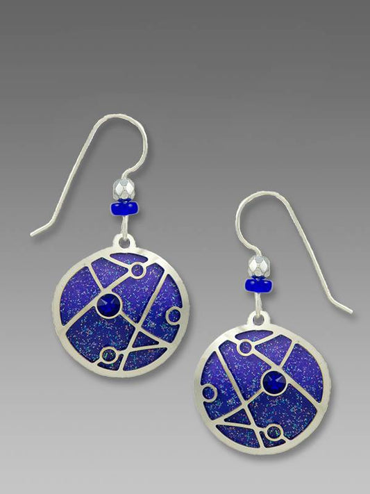 7851 Dark Violet Circle Deco Overlay Earrings by Barbara MacCambridge - © Blue Pomegranate Gallery