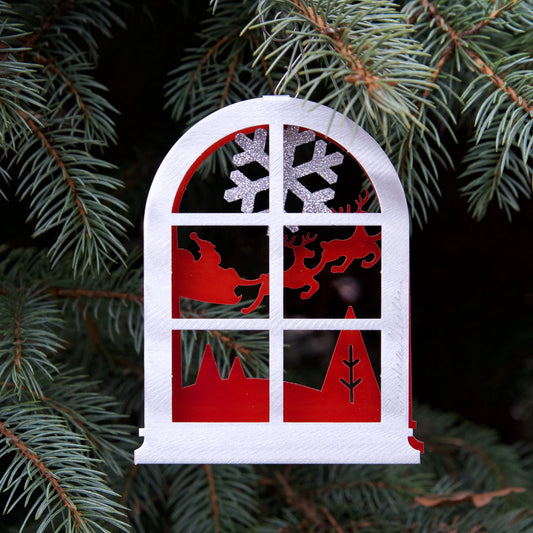 Santa Window Ornament by Sondra Gerber - © Blue Pomegranate Gallery