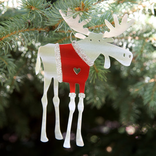 Santa Moose Ornament by Sondra Gerber - © Blue Pomegranate Gallery
