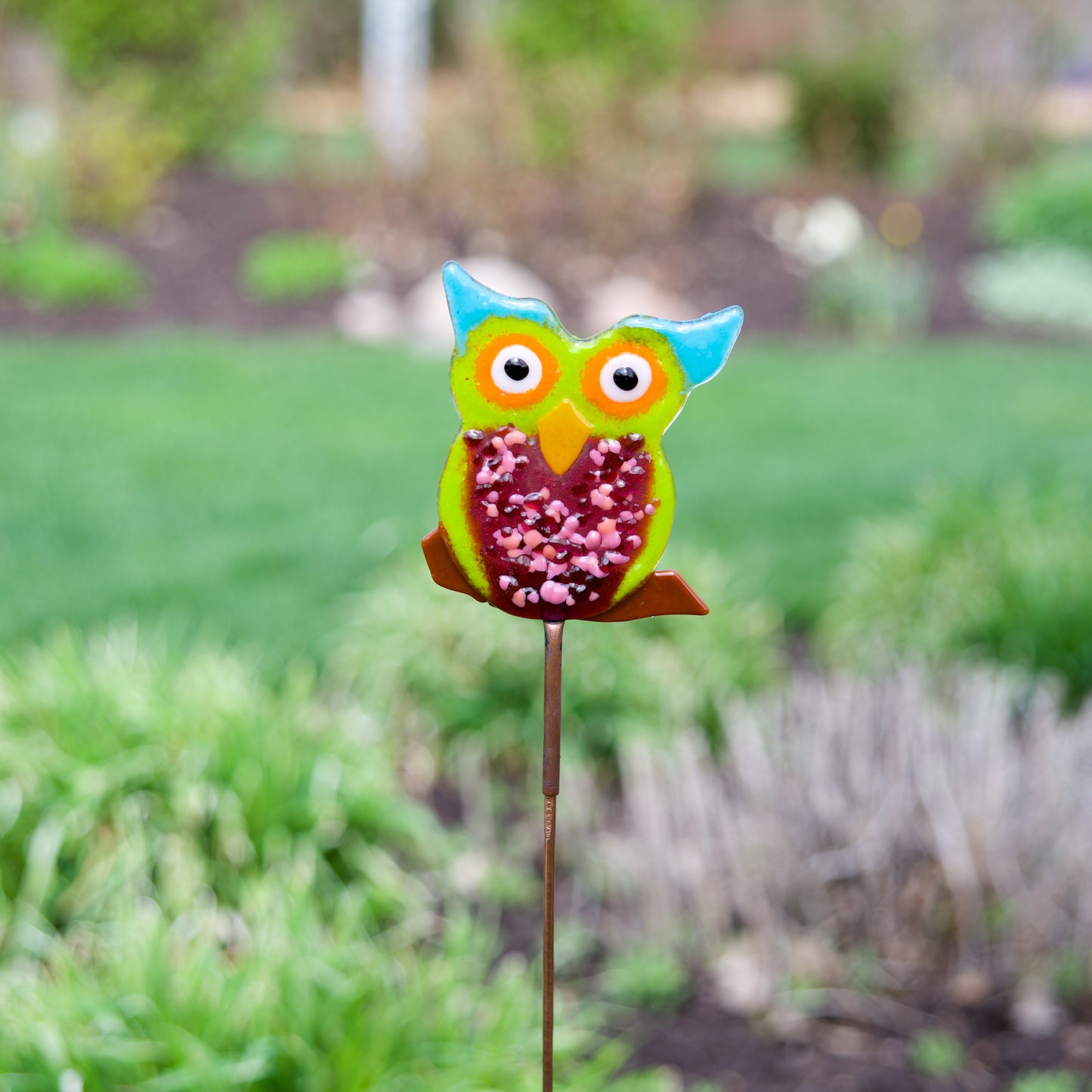 Bright Owl Garden Stake by Heidi Riha - © Blue Pomegranate Gallery