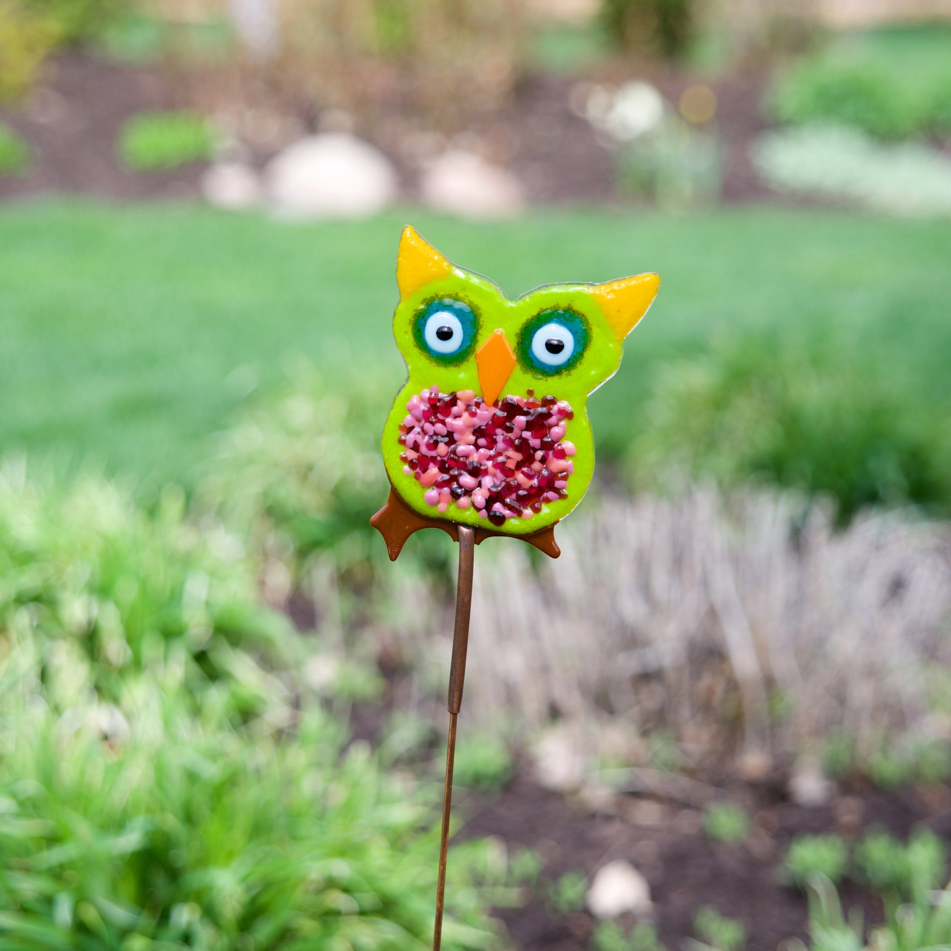 Bright Owl Garden Stake by Heidi Riha - © Blue Pomegranate Gallery