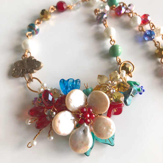 Multi-color Flower Garden Necklace - © Blue Pomegranate Gallery