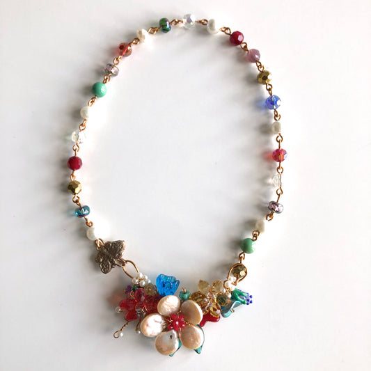 Multi-color Flower Garden Necklace - © Blue Pomegranate Gallery