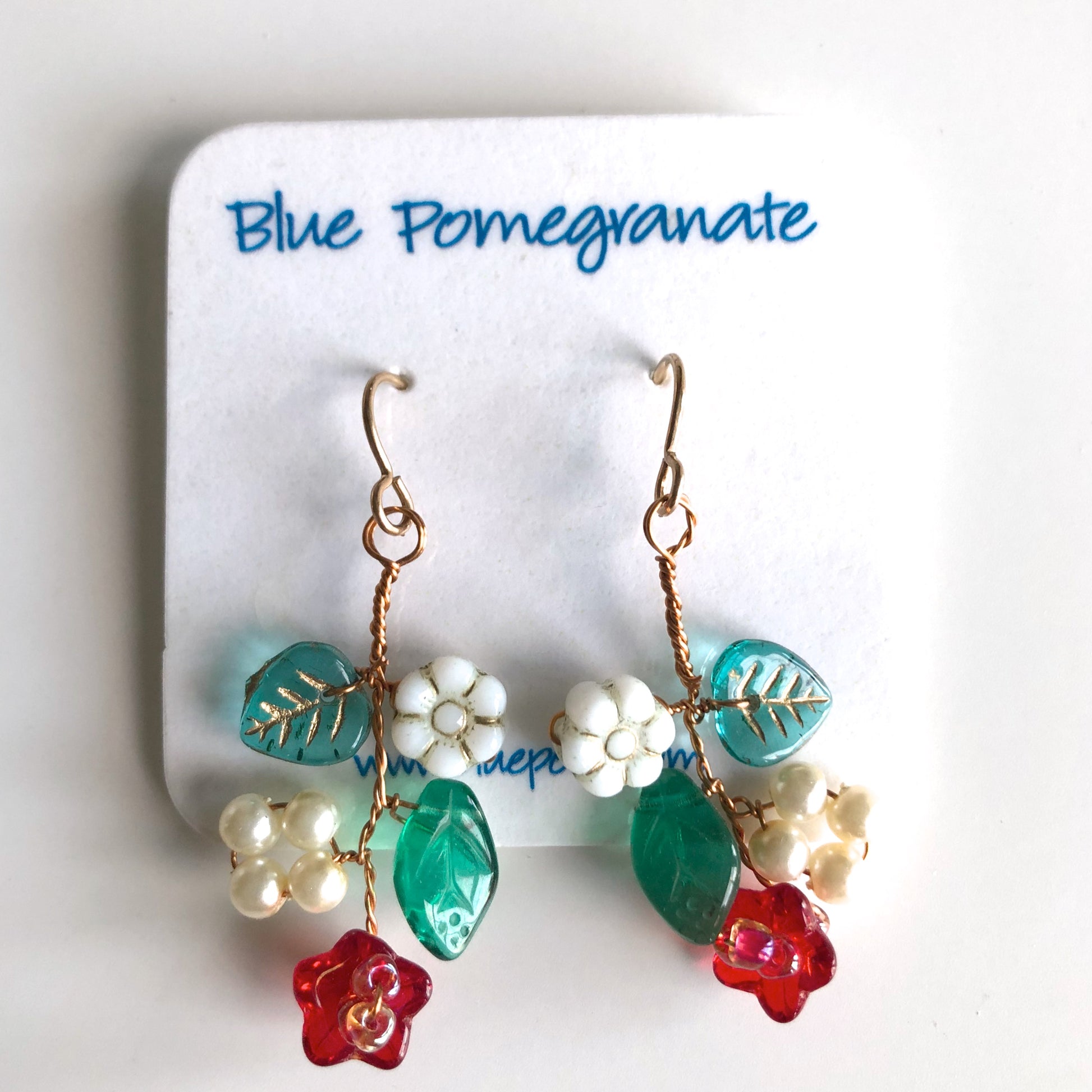 Flower Cluster Earrings, Warm Colors by Mary Lowe - © Blue Pomegranate Gallery